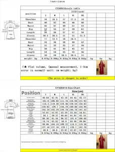 Detailed size chart for elegant two-piece rhinestone abaya dress with measurements