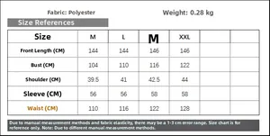 Tableau des tailles détaillé pour robe longue élégante avec mesures de M à XXL