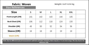 Detailed size chart for polka dot ruffle sleeve maxi dress with fabric and weight info