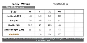 Size chart for elegant embroidered maxi dress with measurements for M to XXL sizes
