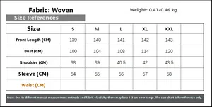 Tableau détaillé des tailles pour robe longue brodée avec mesures du S au XXL