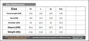 Detailed size guide table for long sleeve ethnic maxi dress with metric measurements