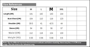Size chart table for embroidered evening kaftan dress showing measurements from M to XXL