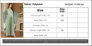 Detailed size chart for elegant batwing sleeve printed maxi dress with polyester fabric