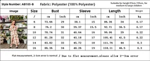 Tableau des tailles détaillé pour Abaya imprimée fille avec spécifications du polyester
