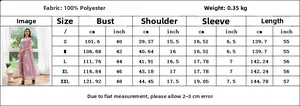 Size guide table for V-neck feather embroidered mesh dress in centimeters and inches
