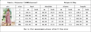 Detailed size chart for V-neck feather embroidered mesh dress from S to XXL