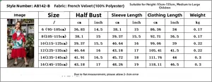 Guide des tailles pour robe fleurie fille AB142-B avec mesures et infos tissu