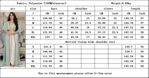Size chart for rhinestone luxury three-piece dress set with fabric and weight details