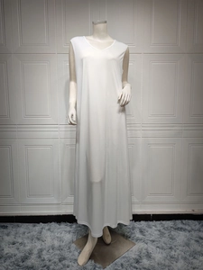 Women's Simple White Knitted Sleeveless Long Dress Loose Casual Round Neck V-Neck Polyester Maxi Slip Dress For Daily Home