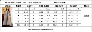 Detailed size guide for sequin embroidered mesh dress in centimeters and inches