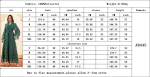 Guide des tailles pour l'ensemble robe élégante en mesh brodé avec mesures détaillées