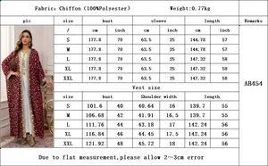 Tableau des tailles pour ensemble 3 pièces en mousseline avec mesures de robe et gilet