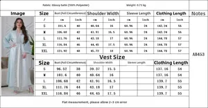 Detailed size guide for puff sleeve rhinestone three-piece maxi dress set in satin