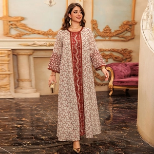 Elegant white mesh long dress with red embroidery and sequined floral lace details