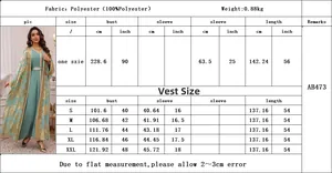 Detailed size chart for two-piece party dress with bronzing lace and polyester fabric