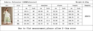 Detailed size chart for the women jacquard dress showing measurements from S to XXL