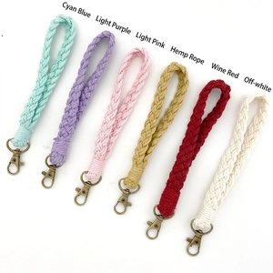 Handmade braided cotton phone lanyards in multiple colors with bronze metal lobster clasps
