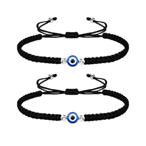 Lot de bracelets œil maléfique faits main avec cordon réglable et perles bleues
