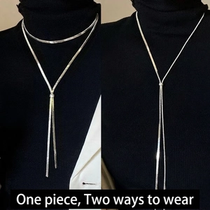 Vielseitige verstellbare Y-Halskette aus silbernem Titanstahl mit Schlangenkette für Damen