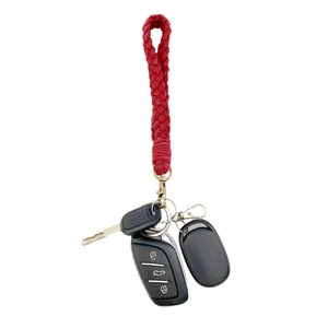 Handmade red braided cotton rope phone lanyard and keychain with gold lobster clasp