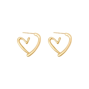 Orecchini a cuore dorati in acciaio inossidabile con perni in argento sterling S925