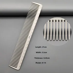 Detail view of professional 21cm barber comb with scale markings and fine teeth texture