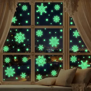 Glow in the dark Christmas snowflake window stickers with neon stars and dots decoration