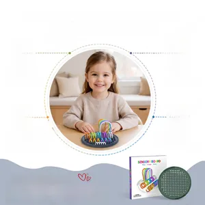 Close-up of sensory activity board showing fine motor skill training and colorful silicone parts
