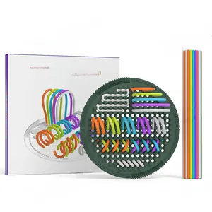 Detail view of the sensory activity board with colorful silicone strips and green honeycomb base