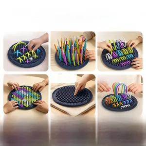 Detail showing thread, insert, and weave steps for the silicone sensory activity board