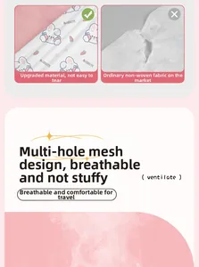 Detail of durable non-woven disposable bed sheet with breathable porous mesh and rabbit print