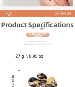 Detailed size and weight specs for the 2.16 inch flower acetate hair claw clip