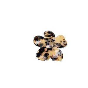 Elegant tortoiseshell acetate flower hair claw clip with vintage floral pattern design