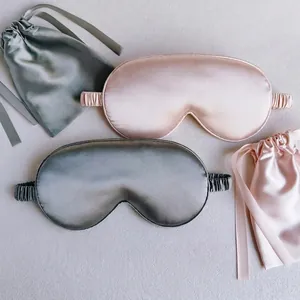 Satin Sleep Eye Mask And Pouch Set Soft Shading Breathable Night Blindfold Travel Nap Sleeping Cover For Women Men