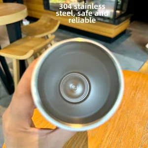 Close-up of food-grade 304 stainless steel interior of a portable vacuum flask