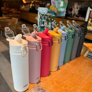 Detail of eight vibrant matte colors for large TYESO insulated water bottles with handles