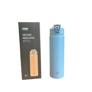 750ml light blue stainless steel vacuum insulated water bottle with carry loop and gift box