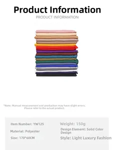 Detail view of colorful mercerized cotton scarves stacked, 170x60cm soft sun-protection shawls
