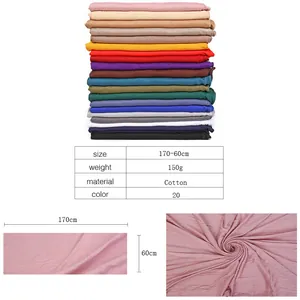 Detailed chart showing 170x60cm cotton scarf dimensions and 20 color options available