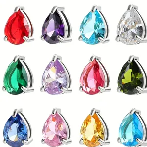 Colorful teardrop zircon pendants set in twelve vibrant colors for DIY jewelry making