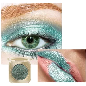 Detailansicht von teal Glitzer-Lidschatten auf Augen und Lippen für festliches Make-up