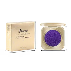 Detailed dimensions of purple glitter eyeshadow in gold packaging for festival art