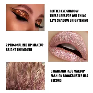 Detailansicht zeigt den intensiven Glitzereffekt auf Augen, Lippen und Haarsträhnen.