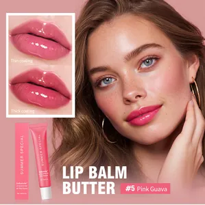 Detailed swatch showing thin and thick coating of Pink Guava tinted lip balm