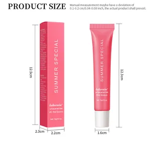 Detailed size specifications of Pink Guava tinted lip balm with packaging and product tube