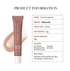 Detail view of Lakerain Iced Coffee lip balm butter tube and smooth creamy texture