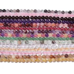 Variety of natural 8mm gemstone beads including quartz and amethyst for DIY jewelry making