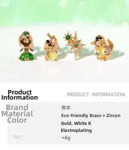 Detailed parameter chart for cubic zirconia mermaid and animal stud earring set