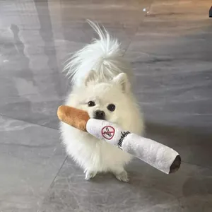 Funny Squeaky Plush Pet Toy Simulation Cigarette Carrot Chicken Drumstick Bite Resistant Dog Chew Toy For Boredom Relief